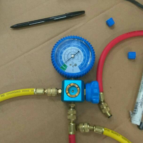 Kualitas Terbaik Manifold analizer single R22 plus selang 2 pcs alat isi freon ukur tekanan testing 
