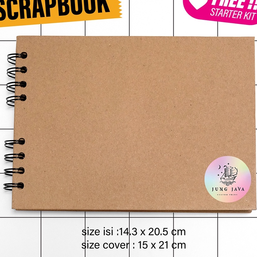 

Premium Jung Java hardcover scrapbook album foto buku gambar buku tulis notebook A5 143x25cm isi Free starter kit