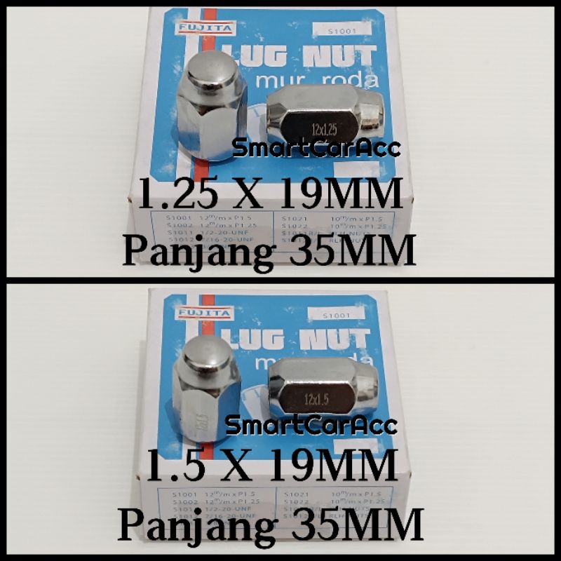 Mur Racing Mur Roda Lug Nut Mobil M 12 X 1.25 1.5 Kunci 19MM Standard Panjang 35MM