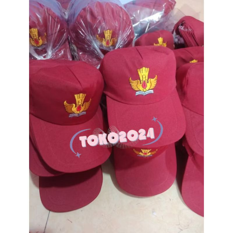 Topi SD merah polos FAMATEX / TOPI SD