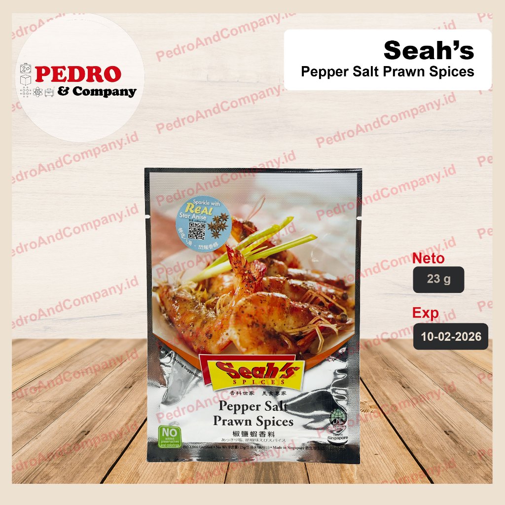 

Seah's Pepper Salt Prawn Spices 23 gram bumbu udang lada garam singapore