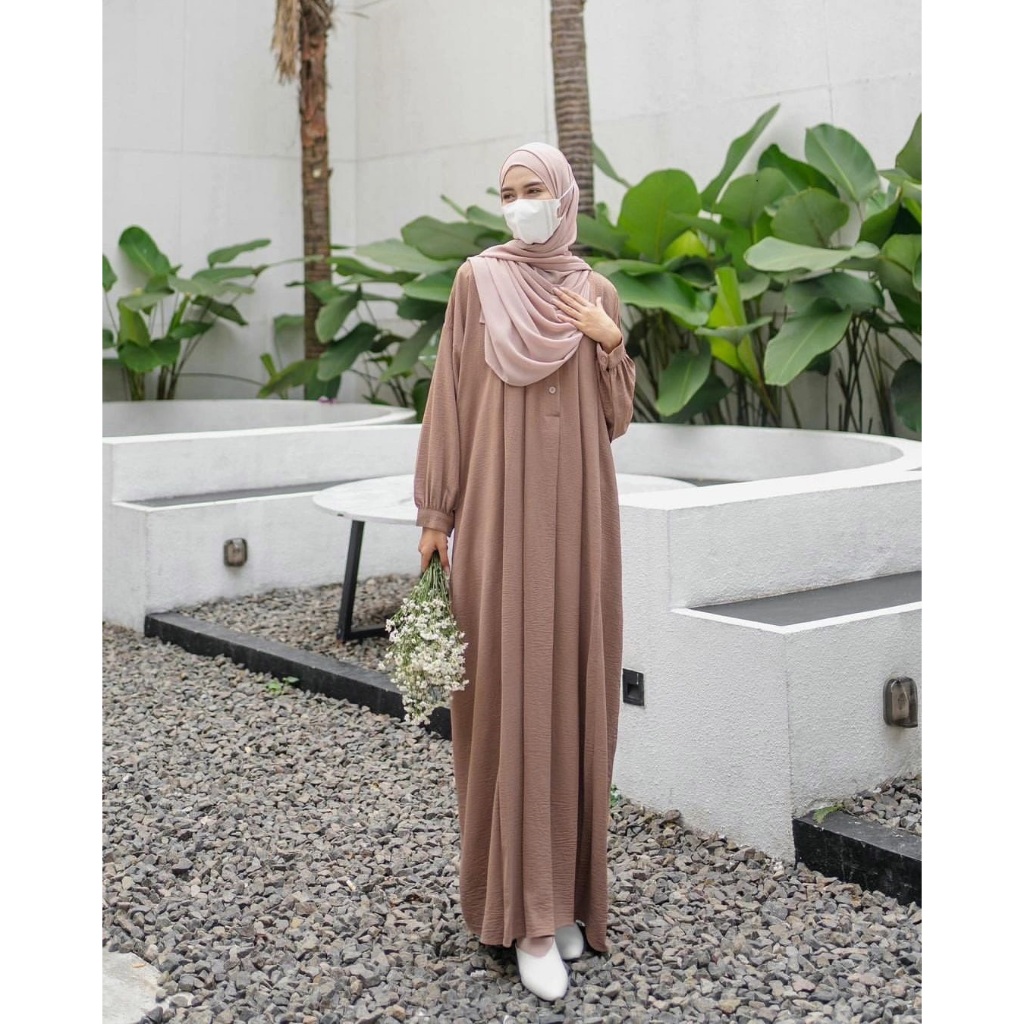 ANFAF - ABAYA HABIBA Abaya Hitam Mewah Elegan Abaya Turkey Abaya Putih Gamis Dress Arab Baju Haji Da