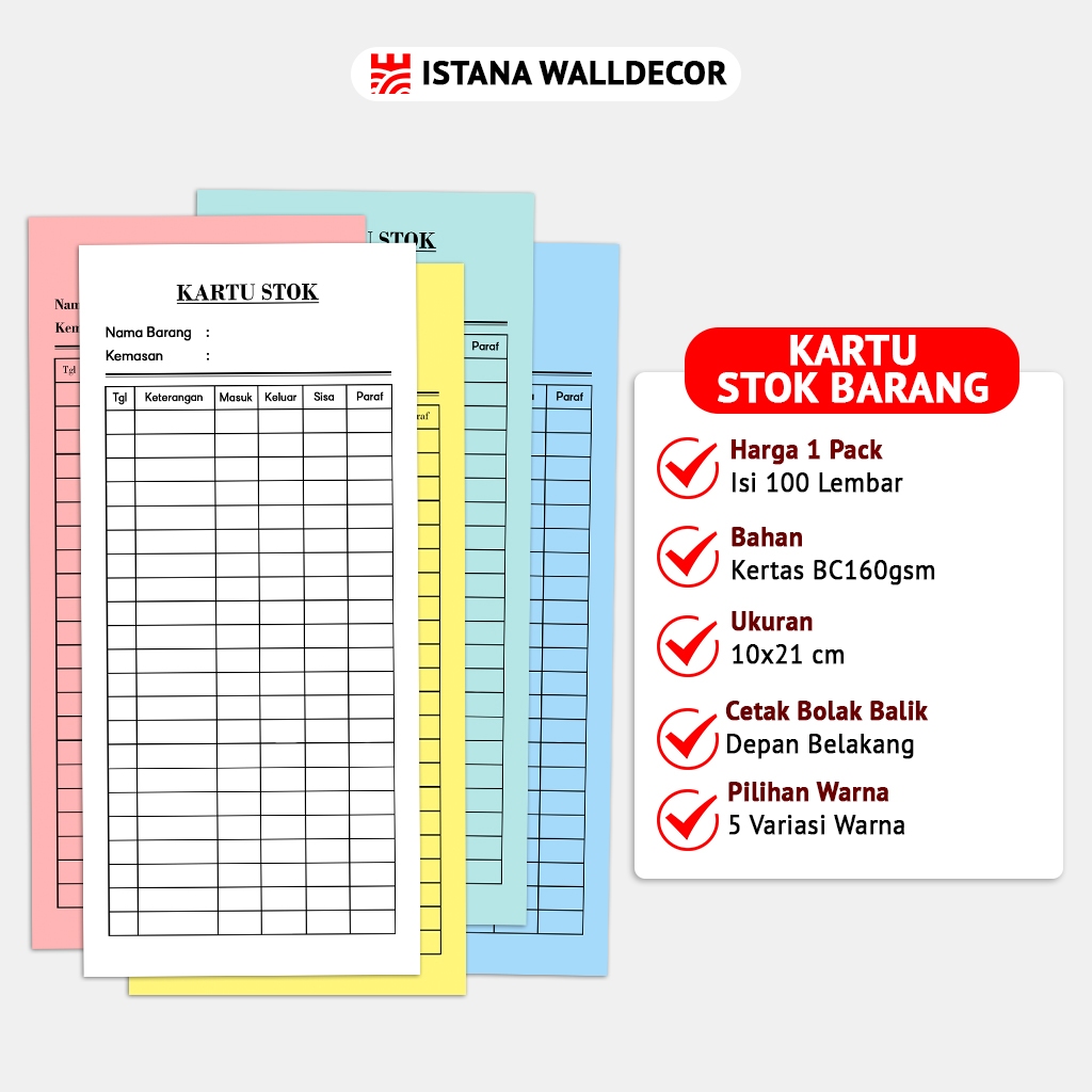 

Kartu Stok Barang / Kartu Stok Obat untuk Apotek Klinik & Toko - Isi 100 Lembar, Cetak Bolak-Balik Bahan Kertas BC 150gsm untuk Pencatatan Stok Barang dan Obat