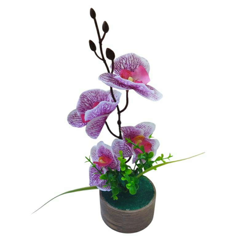 Hiasan Bunga anggrek bunga anggrek artificial SET POT + BUNGA