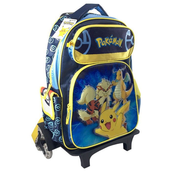 Pokemon Tas Ransel Troli Anak Sekolah Roda 3 Bisa lepas pasang Original