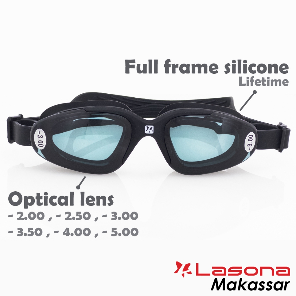 Lasona Swim Goggles Optical Power Minus Kacamata Renang KC-PWR Stok MAKASSAR