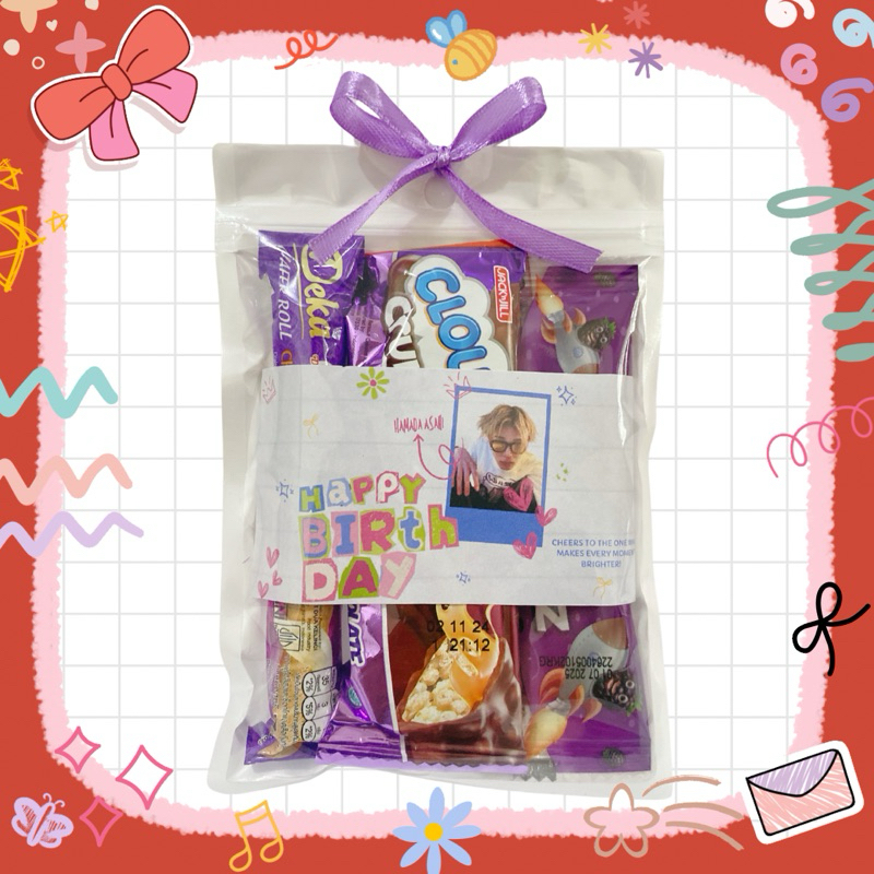 

[Min. 5pcs] Mini Gift Snack - Purple 1 | Custom Gambar | Freebie