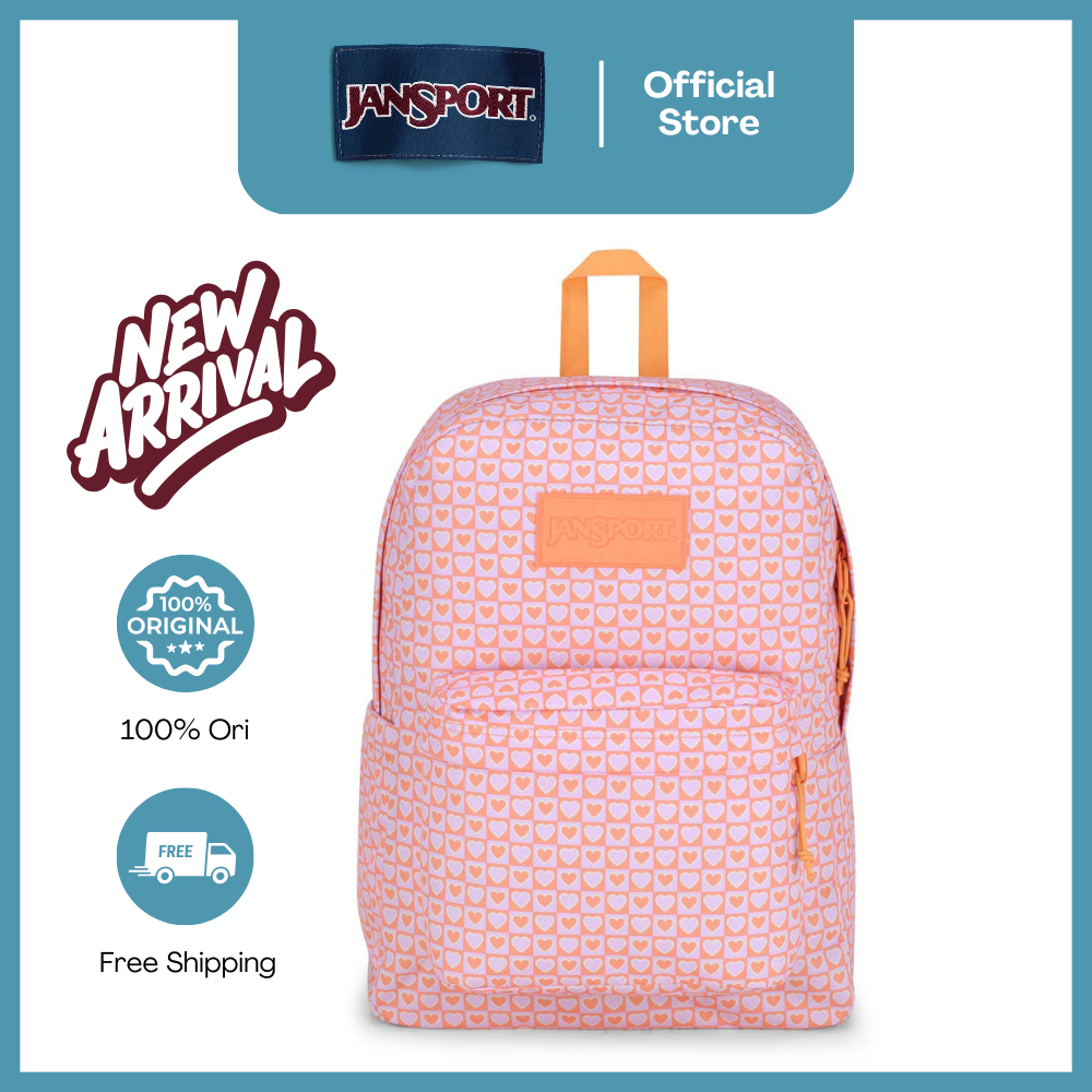 JanSport Tas Ransel / Backpack / Daypack Superbreak Hyped Hearts Pink