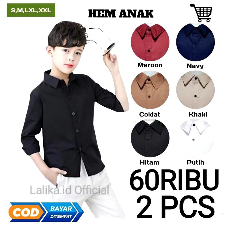 KEMEJA POLOS PANJANG ANAK USIA 3-13 TAHUN KEMEJA POLOS ANAK LAKI-LAKI KEMEJA POLOS ANAK COWOK KEMEJA