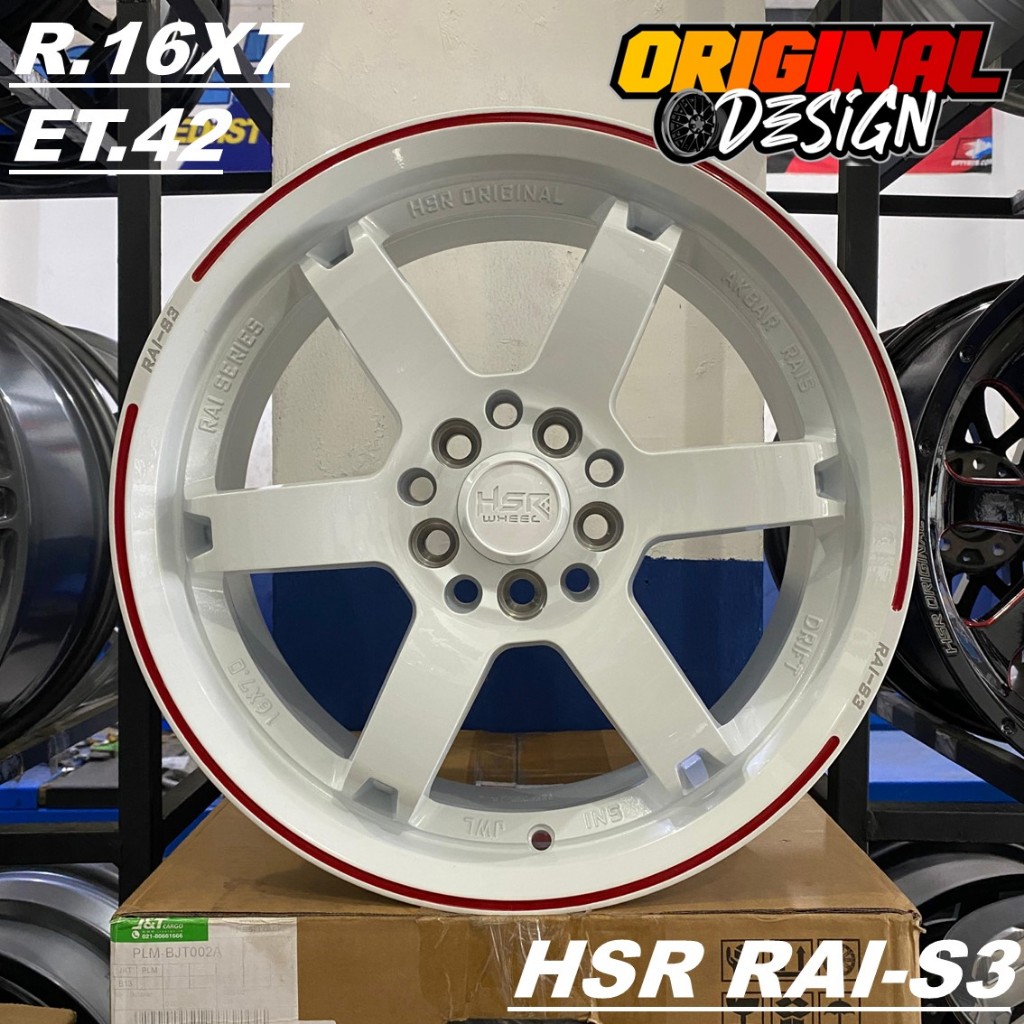 Velg mobil xpander, sienta, ring 16 HSR RAI-S3 R16 lebar 7 warna putih palang 6
