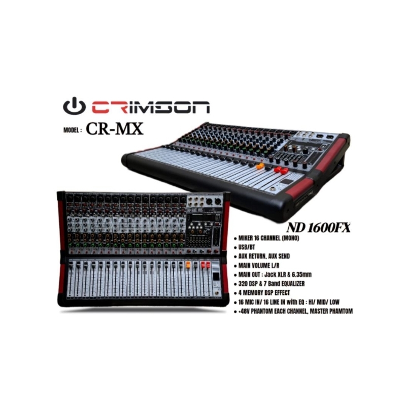 Mixer 16 channel mixer audio 16 channel Mixer CRIMSON ND1600FX Mixer Audio Bluetooth Usb