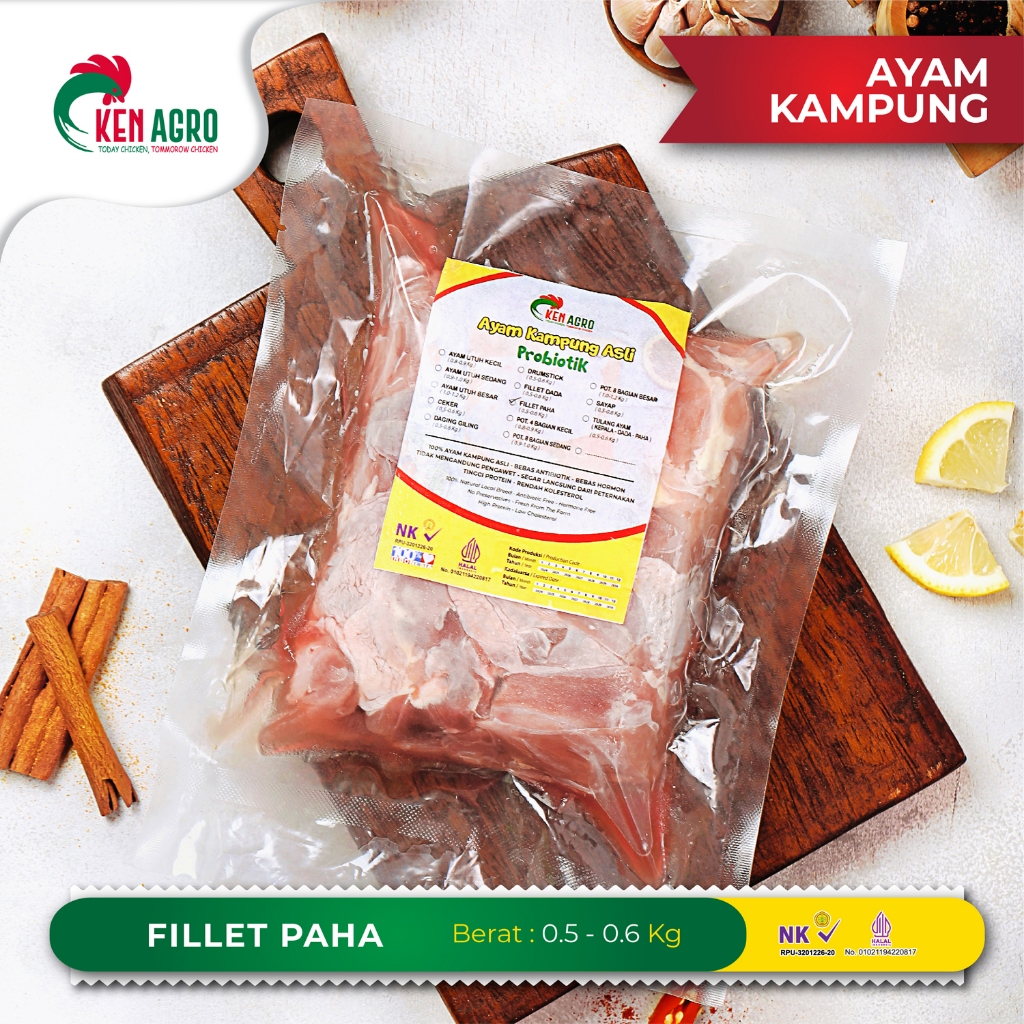 

Ken Agro Ayam Kampung Probiotik Boneless Fillet Paha 0.5-0.6 kg Frozen