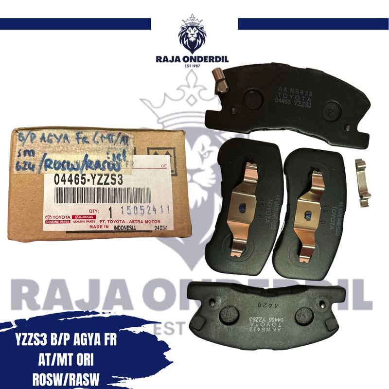 YZZS3 KAMPAS REM DEPAN TOYOTA AGYA ASLI MANUAL MATIC BRAKE PAD FRONT