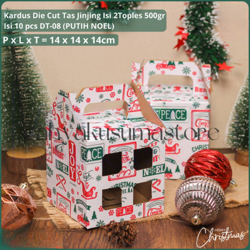 

( 10pcs ) Box Natal Jinjing isi 2 Toples Bulat 500gr Kardus Kue Kering Xmas Dus Cookies Merry Christmas