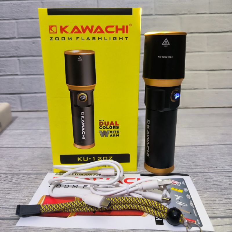 KAWACHI KU-120Z SENTER TANGAN 120W 120 WATT FLASHLIGHT LED PREMIUM BODY ALUMINIUM DUA CAHAYA DALAM 1