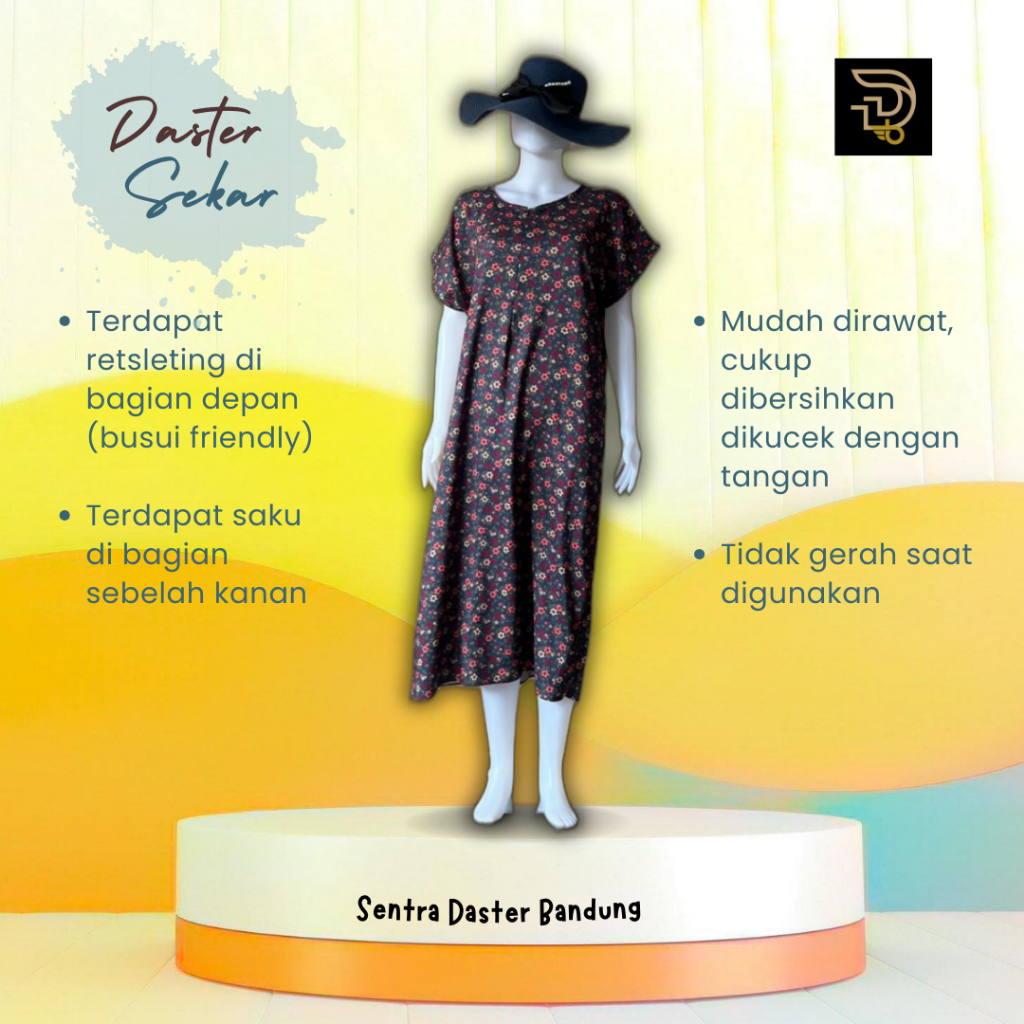 Sentra Daster Bandung Daster Midi Sekar Homedress Busui Kekinian Fit To XL Motif Bunga Lengan Pendek