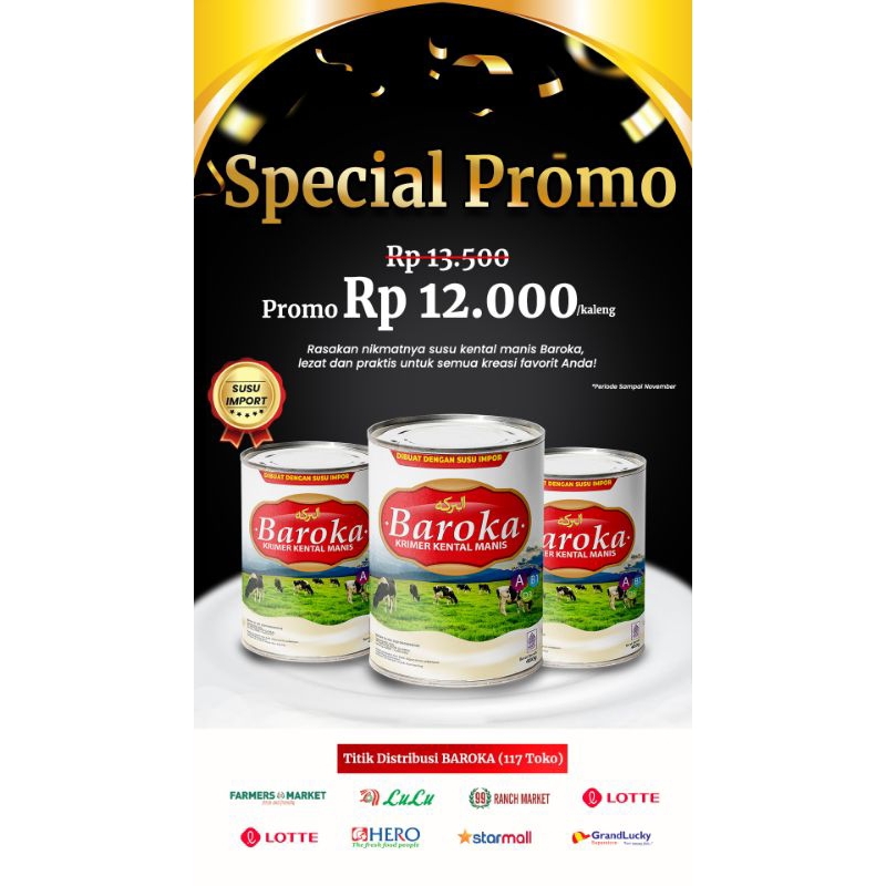 

Baroka Krimer Kental Manis SKM 480 gram 1 karton 48pc