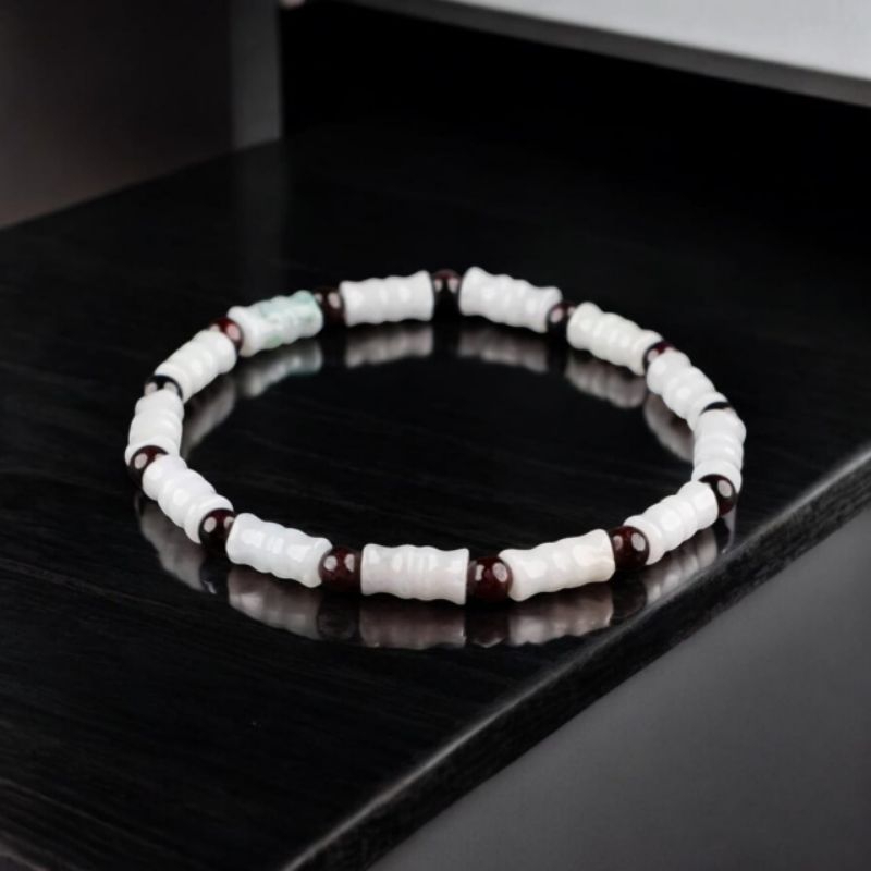 Gelang Batu Giok Burma Tipe A Kombinasi Garnet