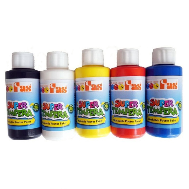 

KODE D64J Fas Super Tempera 3 ml Set 5 pcs Washable Finger Paint Cat Air Anak Non Toxic Made New Zealand