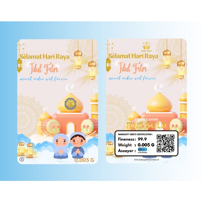BABY GOLD EDISI IDUL FITRI PVC KUBAH EMAS 0.005 Logam Mulia Emas Mini (GRATIS AMPLOP )