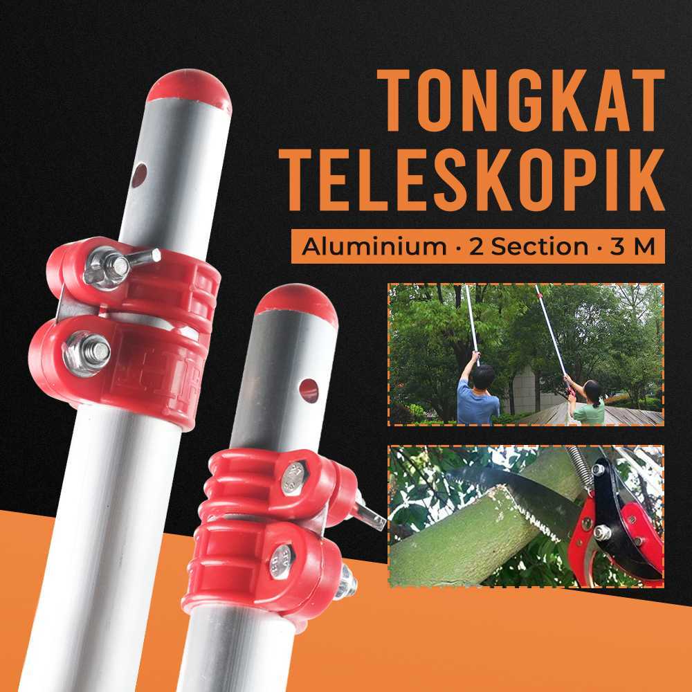 Tongkat Teleskopik Galah Panjang Gergaji Pemotong Pruning Aluminium