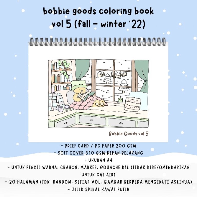 

KODE S4C Bobbie Goods Coloring Book Vol 5 Fall Winter 22 2 halaman buku mewarnai kertas BC tebal 2 gsm