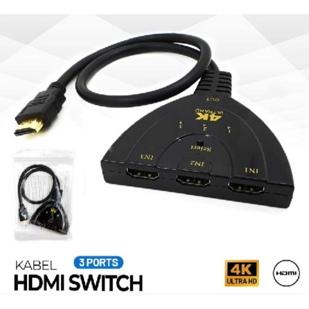 Hdmi Switch 4k 3 port / HDMI switcher 3port / Kabel HDMI cabang 3 4k