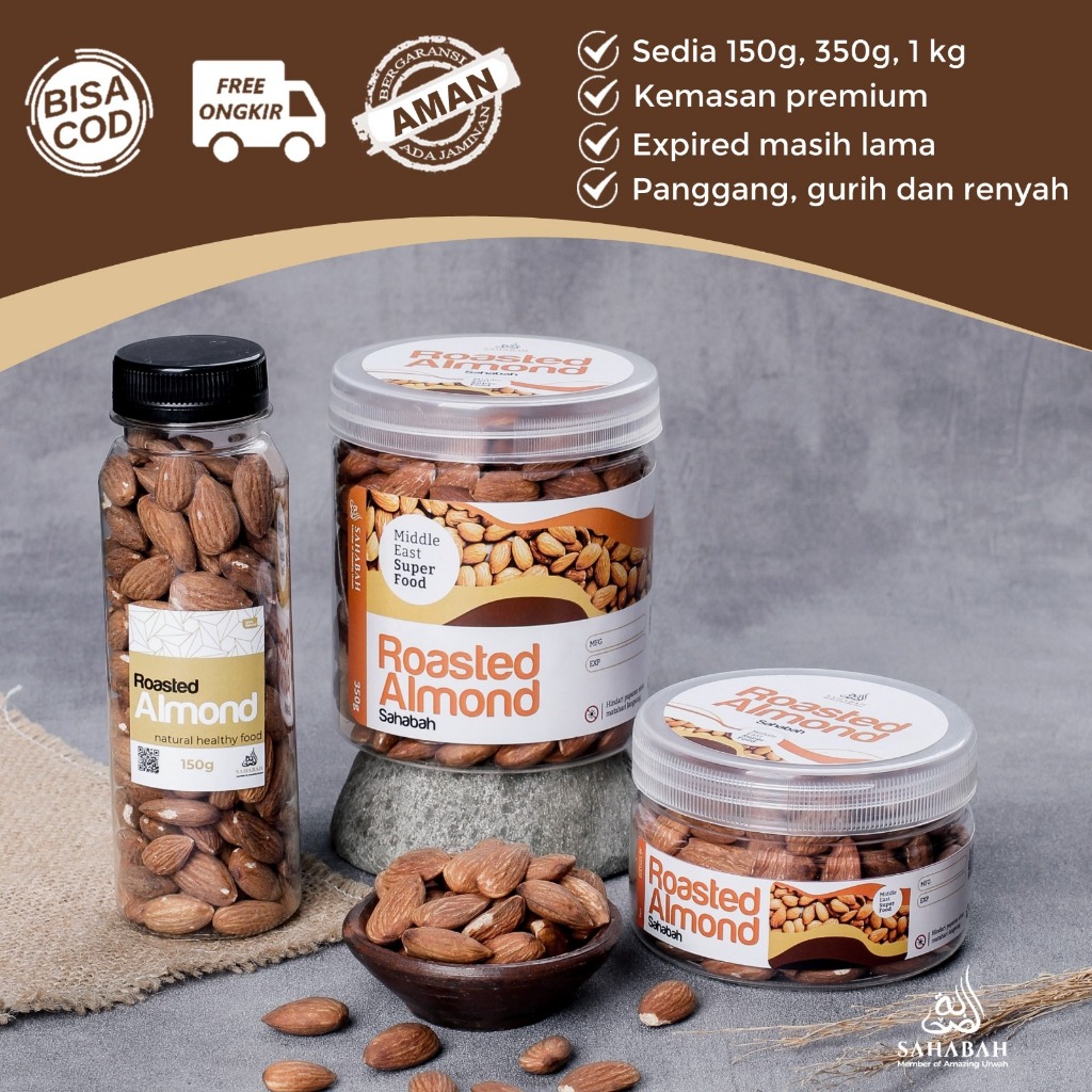 

Kacang Almond Panggang 350gr Kupas Premium Roasted Almond Original Natural Cemilan Sehat Oleh Oleh Haji Umrah