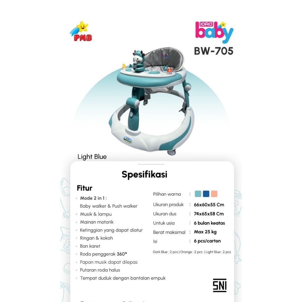 BABY WALKER IORA BABY BW-705 | BABY WALKER LIPAT | WALKER BAYI | APOLLO BAYI | APOLLO ANAK | ALAT BA