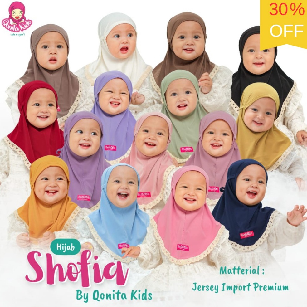 KODE I39D QONITA KIDS  SHOFIA   7 th Hijab Bergo Anak Perempuan syari muslim cantik nyaman Simple ke