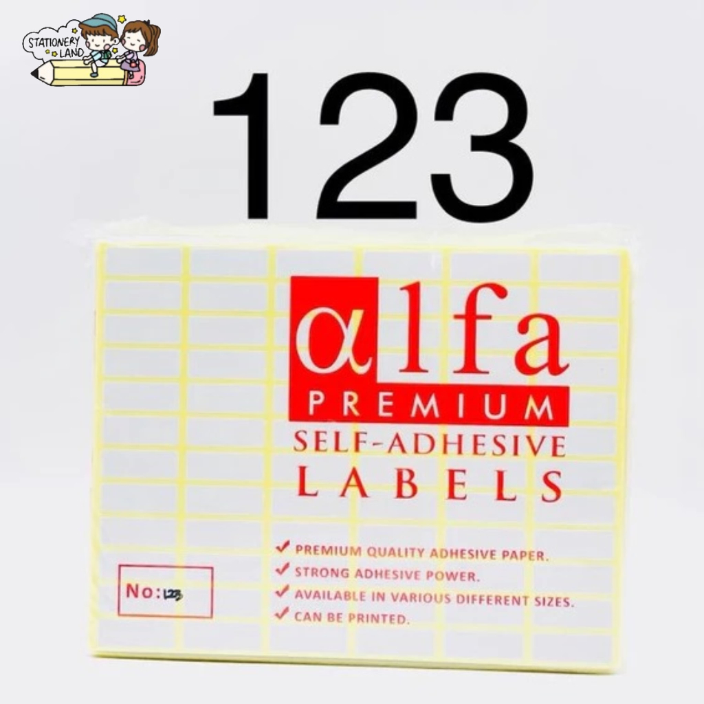

( DAPAT 1 PLASTIK ) STICKER LABEL ALFA 123 / Stiker Label Sticker Nama Undangan Harga Alfa No 123 / 11 mm x 30 mm