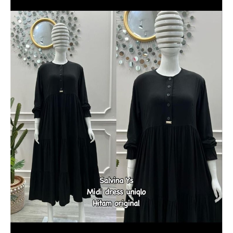 Midi Salvina ys rayon uniqlo susun jumbo(khusu hitam)