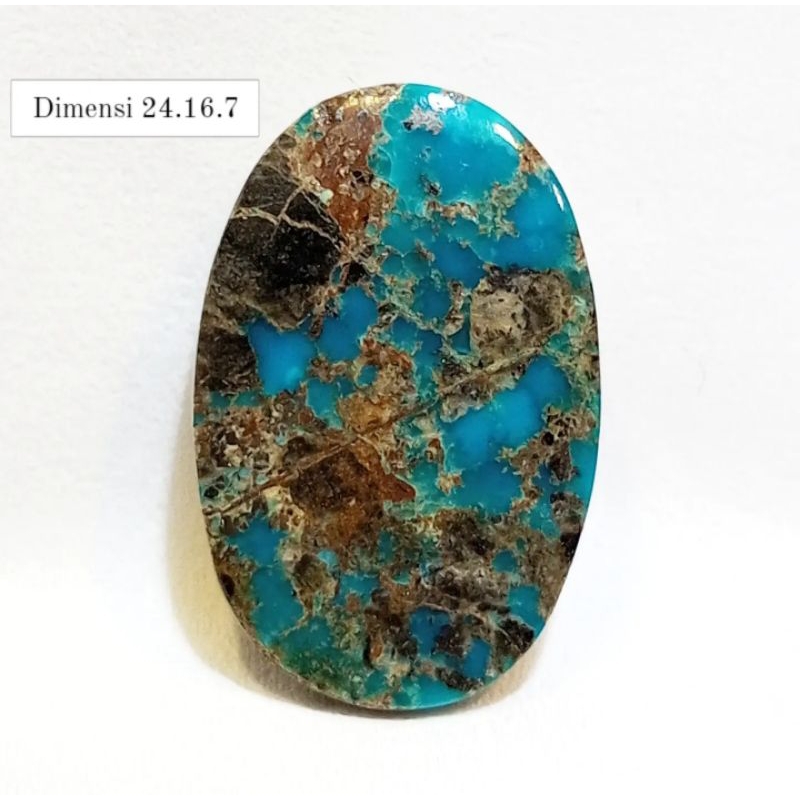 Batu Pirus Persia Original Biru Urat Emas