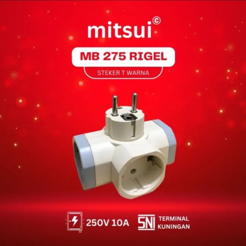 MITSUI MB 275 RIGEL Steker Arde T Cabang 3 Multi Colokan Cok Sambung Sambungan listrik