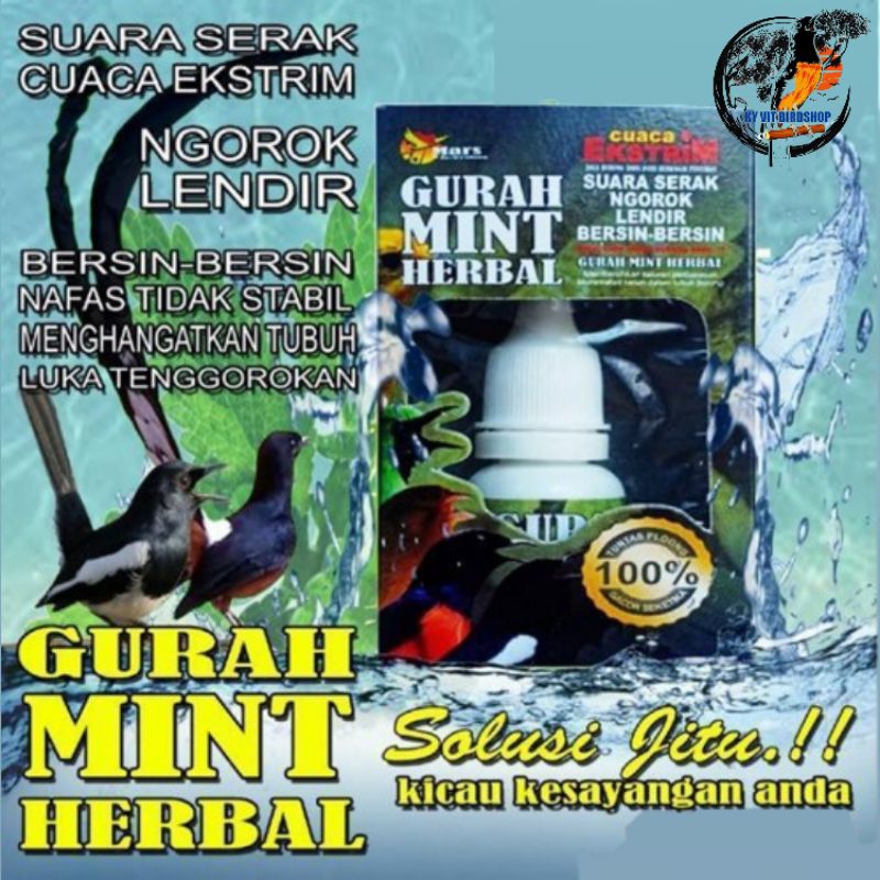 Gurah Mint Herbal 10ml - Penggacor Burung/Obat Burung/Vitamin Burung