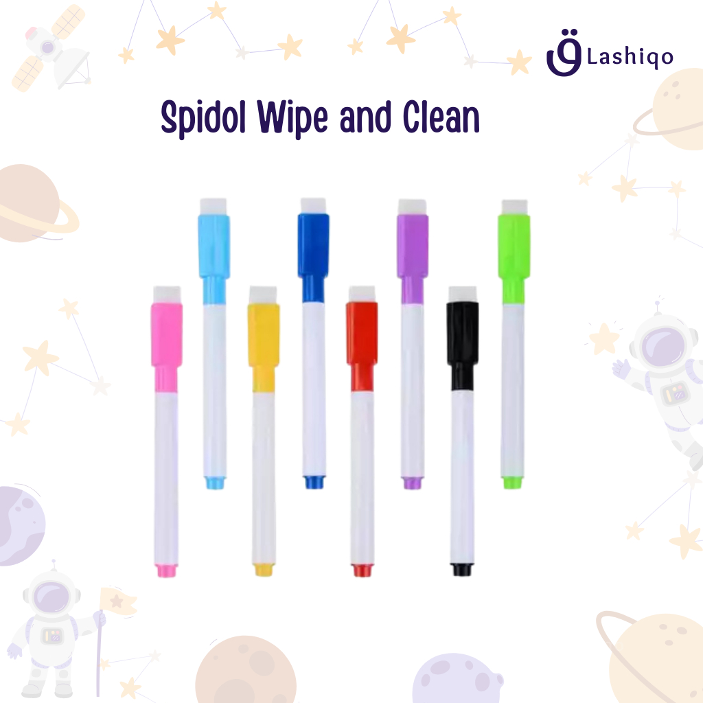 

Lashiqo - Spidol Wipe & Clean - Spidol Warna Warni Papan Tulis dengan Penghapus