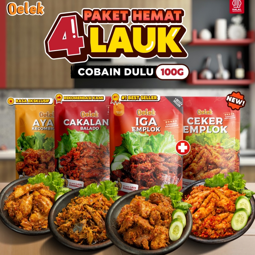 

Grosir Terjamin Oelek Paket Cobain Dulu 4 Laoek Iga Emplok Cakalang Balado Cumi Cabe Ijo Ayam Kecombrang Lauk Siap Saji