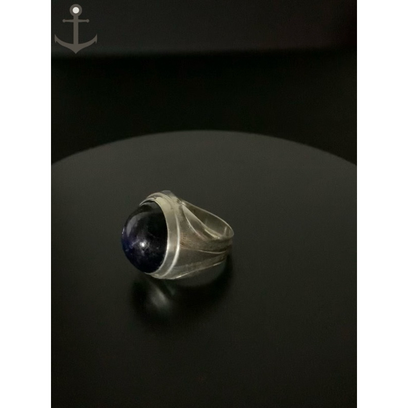 Cincin perak pria silver ring 925 asli dengan batu natural blue sapphire 16,74 gram bersertifikat la