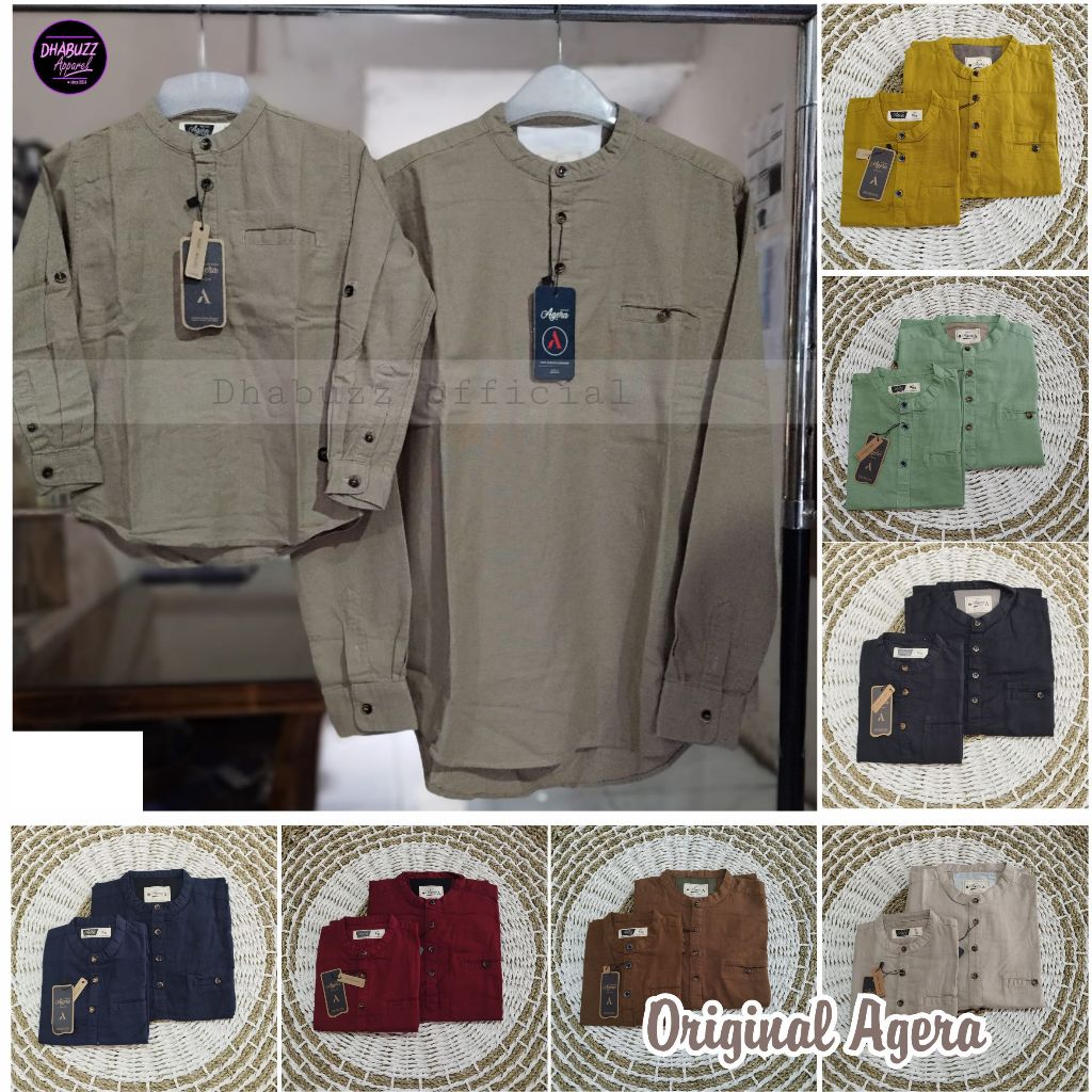 Agera couple baju kemeja koko kemko pasangan couple anak ayah lengan panjang katun warna terbaru