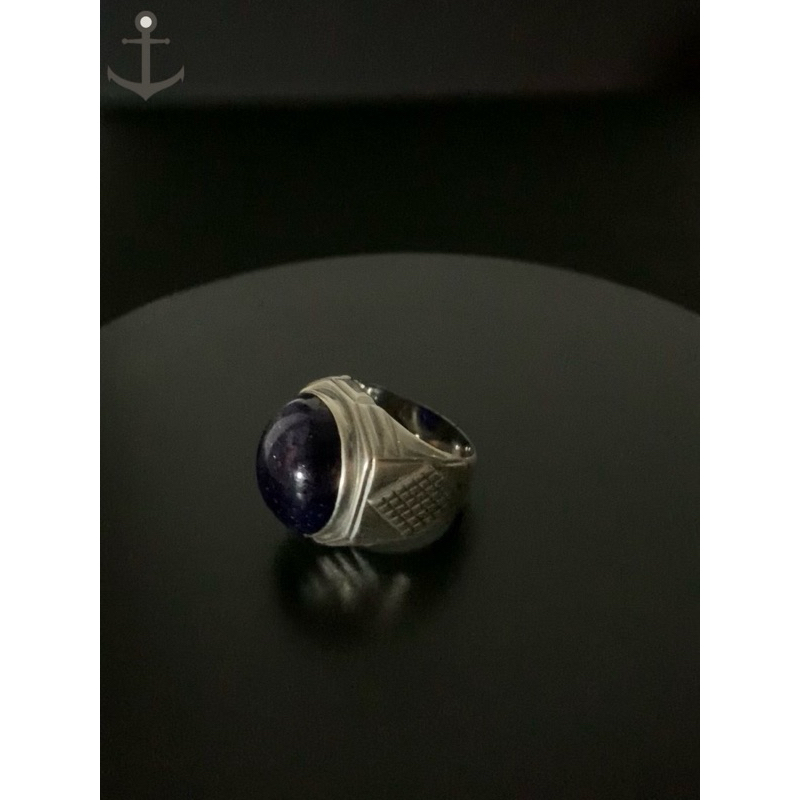 Cincin perak pria silver ring 925 asli dengan batu natural blue sapphire 15,55 gram bersertifikat la