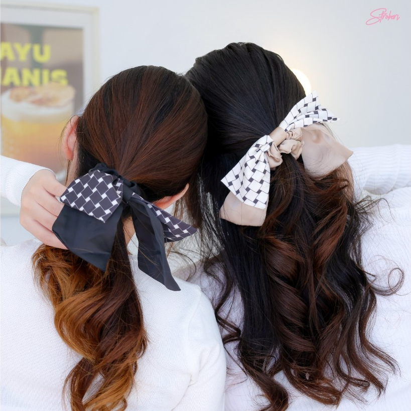 Stroberi Bow Tied Double Hair Tie