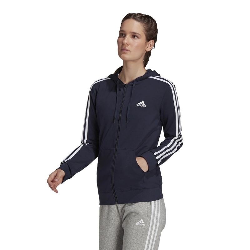 ADIDAS ESSENTIALS SINGLE JERSEY 3-STRIPES FULL-ZIP HOODIE H07839 ORIGINAL