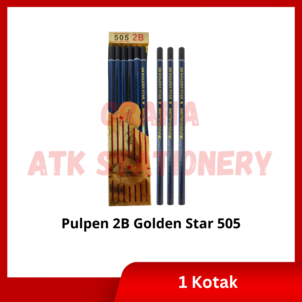 

[1 Kotak] Pensil Kayu 2B Golden Star 505 / Pencil / Pensil Ujian 2B Golden Star 505