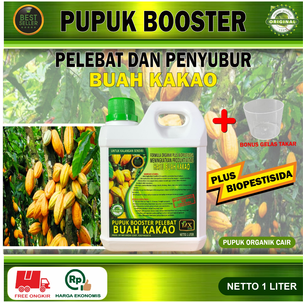 Pupuk Organik Cair KAKAO / POC KAKAO / Pelebat Penyubur BUAH KAKAO 1 Liter / Booster BUAH KAKAO / Pu