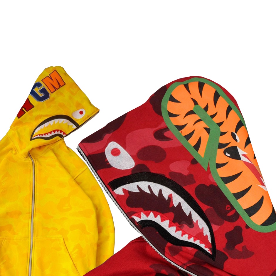 JAKET FULL HOODIE BAPE SHARK WGM FULL BORDIR FULLPRINT