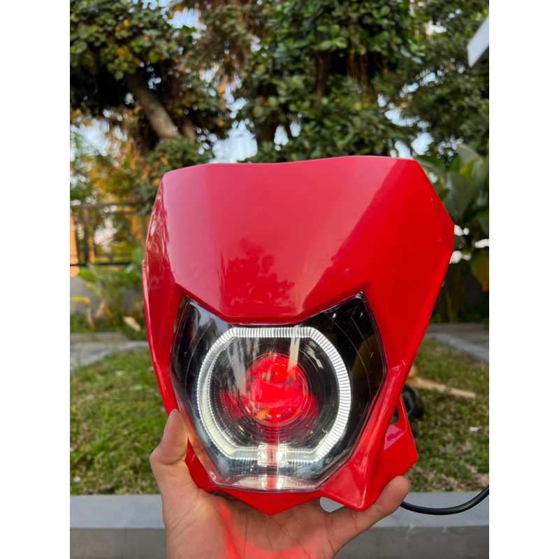 LAMPU DEPAN KLX BF DTRACKER SET BATOK MERAH COSTOME BILED