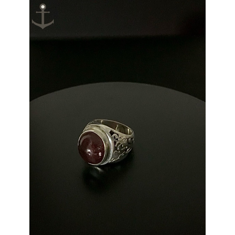 Cincin perak pria silver ring 925 asli dengan batu natural ruby 14,05 gram bersertifikat laboratoriu