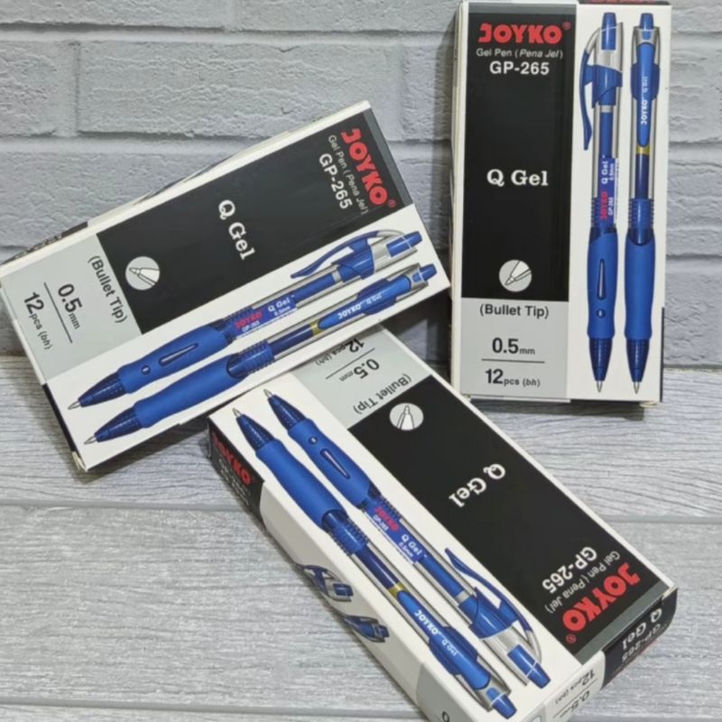 

pulpen joyko Q GEL GP265/gel pen Q GP265 cetek tinta biru