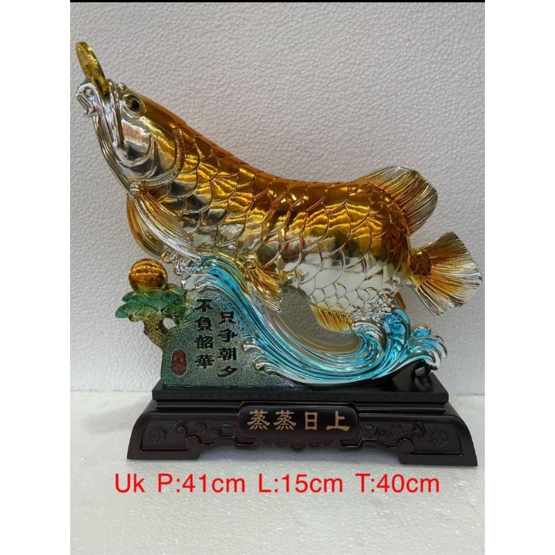 pajangan ikan arwana silver gold biru - T. 40cm