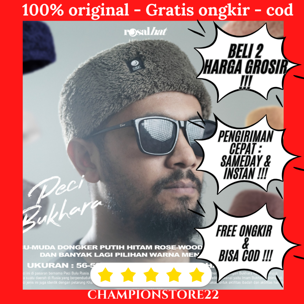 ROSAL Hat Peci Bukhara Peci Bulu Rusia Khabib Nurmagenov Kopiah Muslim Rosalhat